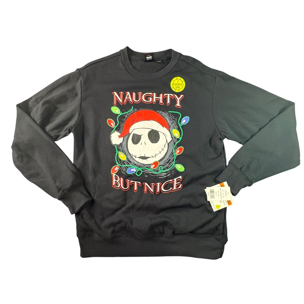 Disney Nightmare Before Christmas Sweatshirt S Black NWT Light Up Jack Skellingt